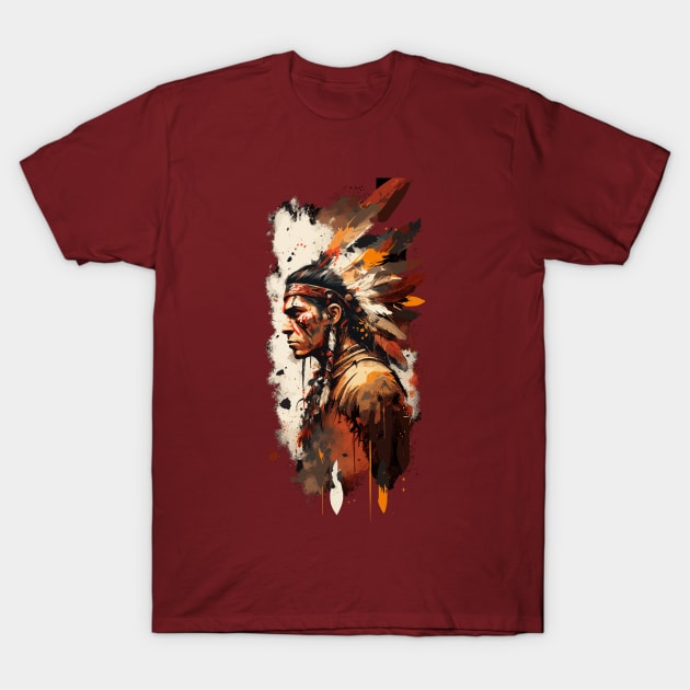 Native American Warrior V4 T-Shirt by Peter Awax